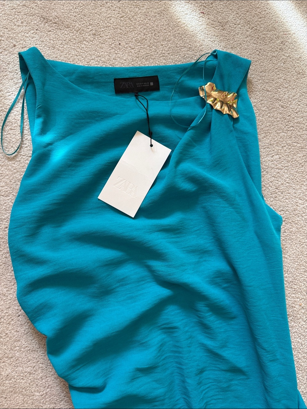 Zara gold appliqué Midi Dress in Blue - Picture 5 of 7